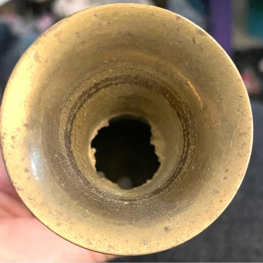 Vintage Brass Etched Vase flowers floral bud etched design  #4-43